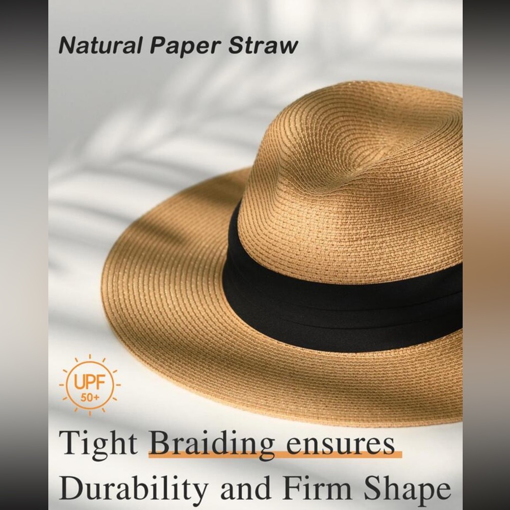 1pc Women Tape Decor Boho Straw Hat Fedora Hat For Outdoor And Daily Life - Picture 5 of 7